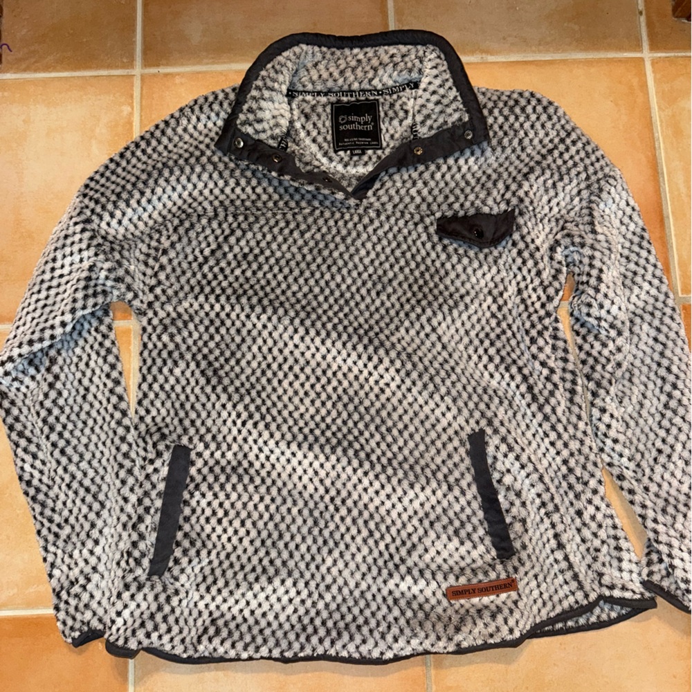 Simply Southern Black and White Zip Up Sweater